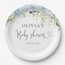 Prato De Papel Elegant Light Blue Baby Shower Paper Plate
