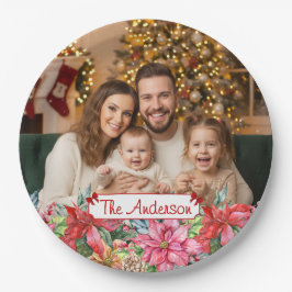Prato De Papel Elegant Poinsettia Floral Border Custom 