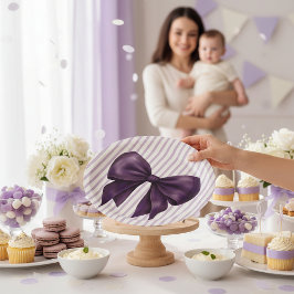 Prato De Papel Elegant Purple Bow Baby Shower