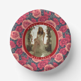 Prato De Papel Elegant Rose Floral Birthday Party