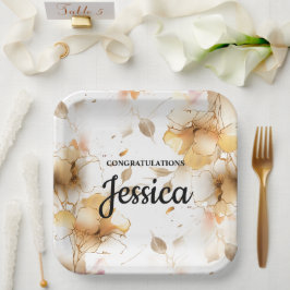 Prato De Papel Elegant Rustic Floral Baby Shower