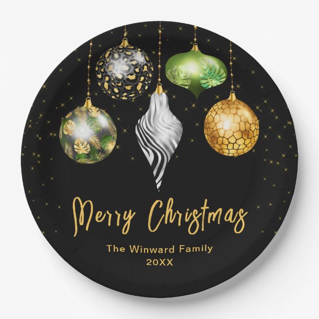 Prato De Papel Elegant Safari Theme Ornament Christmas (Frente)