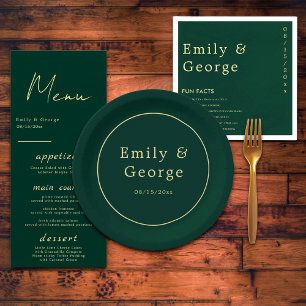 Prato De Papel Elegant Simple Green Gold Classy Modern Wedding