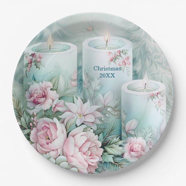 Prato De Papel Elegant Victorian Holiday Paper Plate - Custom (Frente)