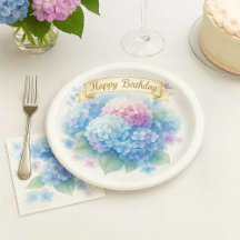 Elegant Watercolor Hydrangea Floral Birthday Party
