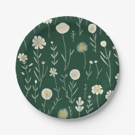 Prato De Papel Elegant Wildflower Pattern on Dark Green 