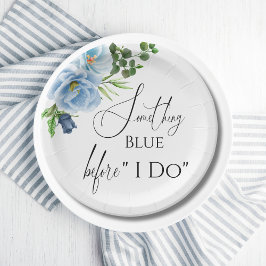 Prato De Papel Elegante Algo Chá de panela Azul Bem-vindo
