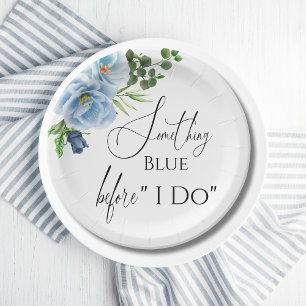 Prato De Papel Elegante Algo Chá de panela Azul Bem-vindo