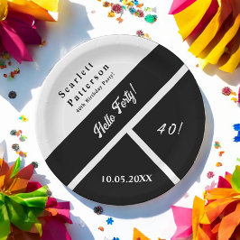 Prato De Papel Elegante aniversário de 40 anos de Quic Moderno, P