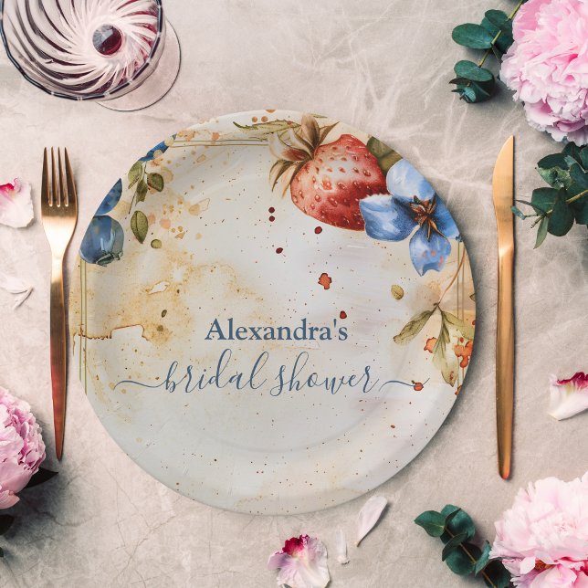 Prato De Papel Elegante Berry Sweet Strawberry Chá de panela (Criador carregado)