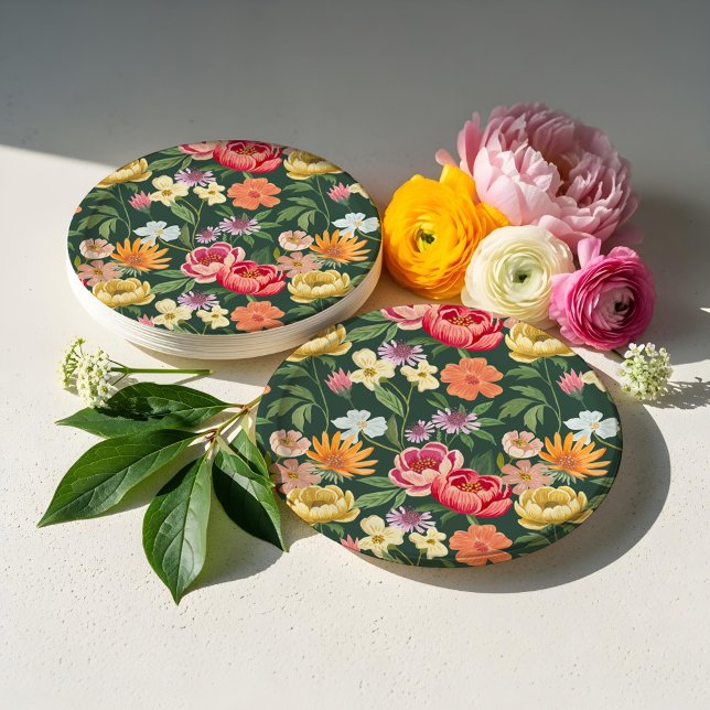 Prato De Papel Elegante Blooming Floral Jardim Botânico Girly (Elegant Blooming Floral Botanical Garden Girly Paper Plates)