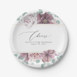 Prato De Papel Elegante Botânico Floral Malva