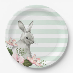 Prato De Papel Elegante Bunny striped design
