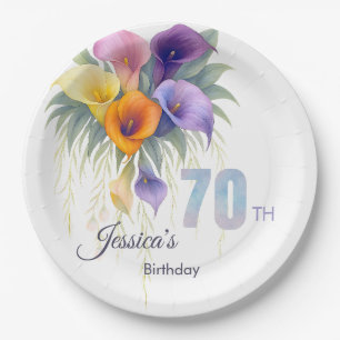 Prato De Papel Elegante Calla Lily 70 Birthday Milestone