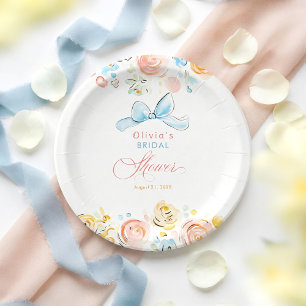 Prato De Papel Elegante Caprichoso Convite de Chá de Noiva Desenh