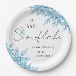 Prato De Papel Elegante Chá de fraldas de floco de neve azul-azul
