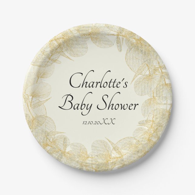 Prato De Papel Elegante Chá de fraldas neutro de 7 polegadas (Frente)