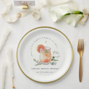 Prato De Papel Elegante Chá de panela de coquetel verde Ivory Ora