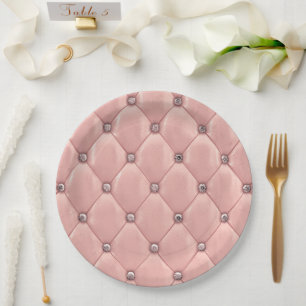 Prato De Papel Elegante de Satin Tufado Rosa Blush