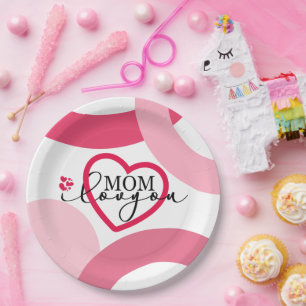 Prato De Papel Elegante design SMS Mãe Eu Te Amo Com Coração