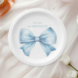 Prato De Papel Elegante Dusty Blue Arco Primeiro Aniversário