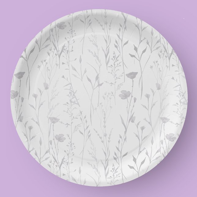 Prato De Papel Elegante Flor de Primavera Boho Pastel  (Elegant Pastel Spring Boho Wildflower Paper Plates)