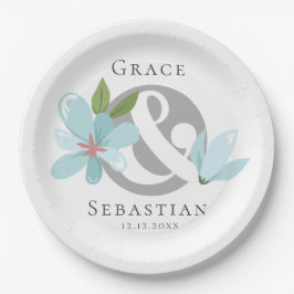 Prato De Papel Elegante Floral Ampersand Wedding