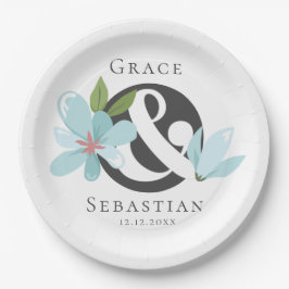 Prato De Papel Elegante Floral Ampersand Wedding
