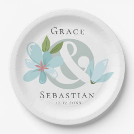 Prato De Papel Elegante Floral Ampersand Wedding
