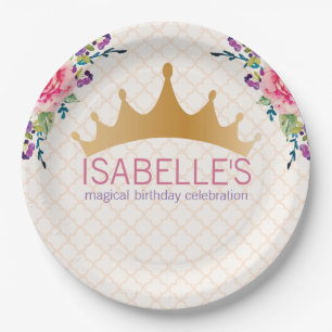 Prato De Papel Elegante Floral Chic Birthday design