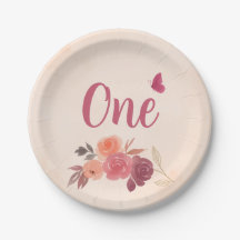 Elegante Floral de Aquarela Rosa Aniversário de 1