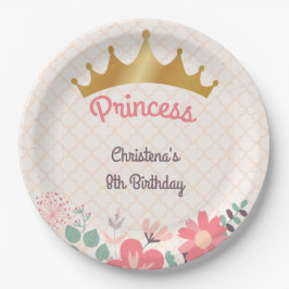 Prato De Papel Elegante Floral Princesa Aniversário Personalizado