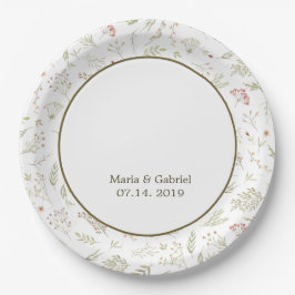 Prato De Papel Elegante Floral Verde Água-marinha