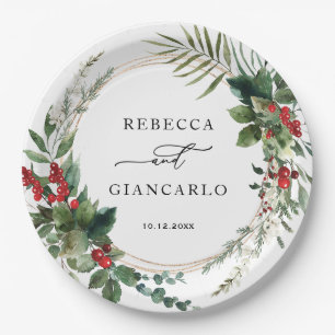 Prato De Papel Elegante folhagem de inverno Frutas vermelhas Féri