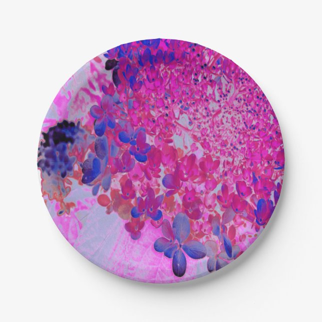 Prato De Papel Elegante Fúchsia e Iluminismo Azul Escuro (Frente)
