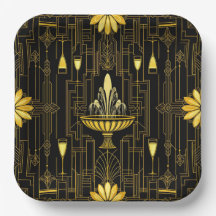 Elegante gatsby preto dourado