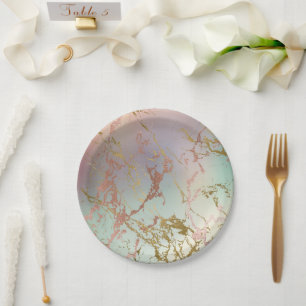 Prato De Papel Elegante Marble Beige Mint Sage Green Rosa Doura