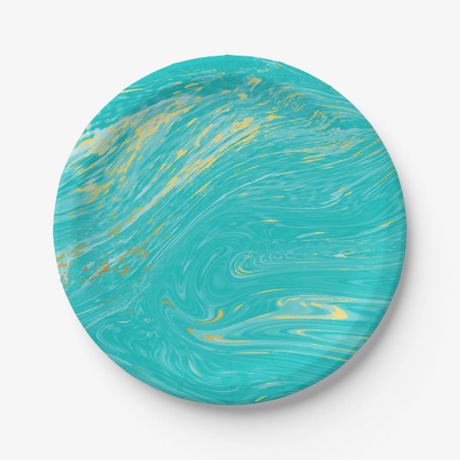 Prato De Papel Elegante Marble Luxury design azul Dourado (Frente)