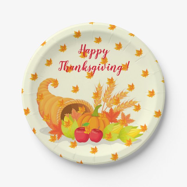 Prato De Papel Elegante Moderno Ação de Graças Popular (Frente)