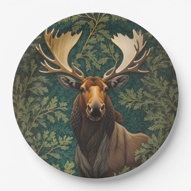 Prato De Papel Elegante Moose William Morris Inspirado (Frente)