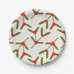 Prato De Papel Elegante Natal Inverno Frutas Feriado