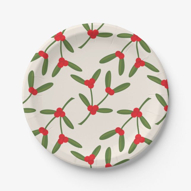 Prato De Papel Elegante Natal Inverno Frutas Feriado (Frente)