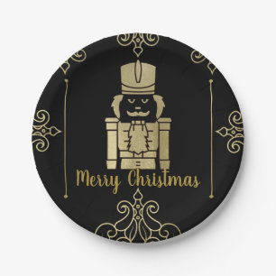 Prato De Papel Elegante Nozador Preto Dourado Fino Festa de Fim d