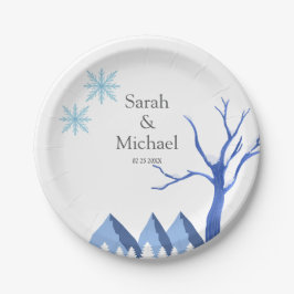 Prato De Papel Elegante País das Maravilhas de Inverno Flocos de 