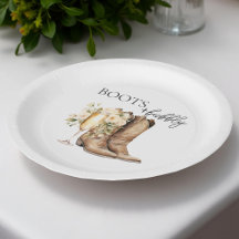 Prato de Papel Elegante para Chá de Noiva com Bota