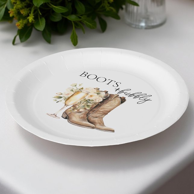 Prato de Papel Elegante para Chá de Noiva com Bota (Criador carregado)
