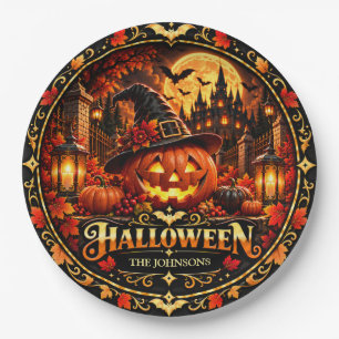 Prato de papel elegante para Halloween Treat ou Tr