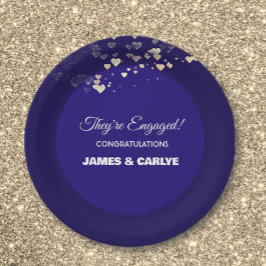 Prato De Papel Elegante, Parabéns pelo Noivado Personalizado 