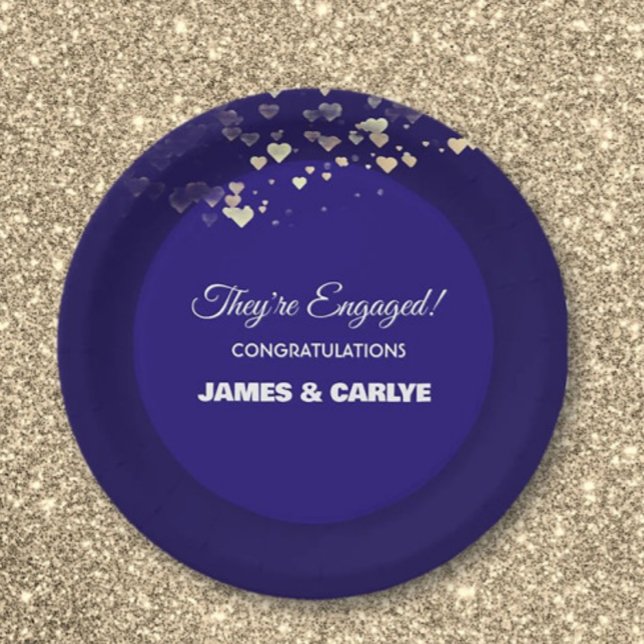 Prato De Papel Elegante, parabéns personalizados pelo noivado  (Criador carregado)