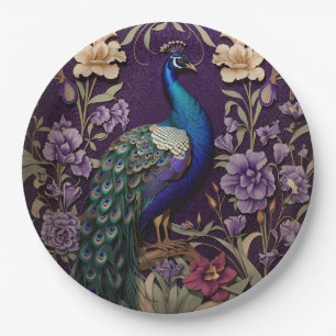 Prato De Papel Elegante Peacock Em Purple William Morris Inspirou